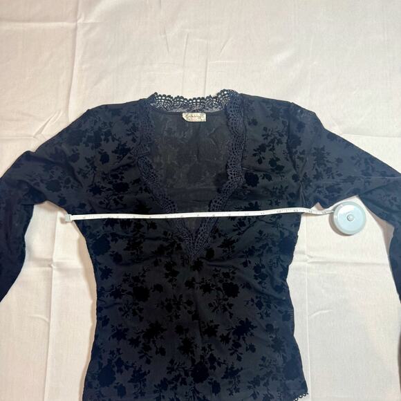 Free People Babes Bandeaus Black Velvet Floral Lace Bodysuit NWOT Women's XS/Sm - Picture 11 of 16